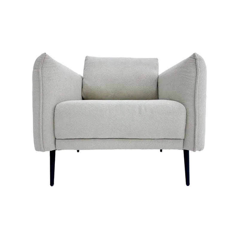 F-SN106-BE Logan single seater sofa in beige fabric with black legs