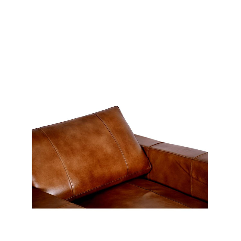 F-SF119-NT Hamilton single seater sofa in natural tan genuine leather with wooden legs
