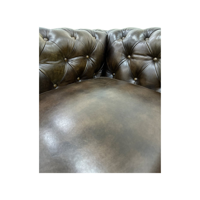 F-SF120-DT Churchill single seater sofa in dark tan genuine leather with wooden feet