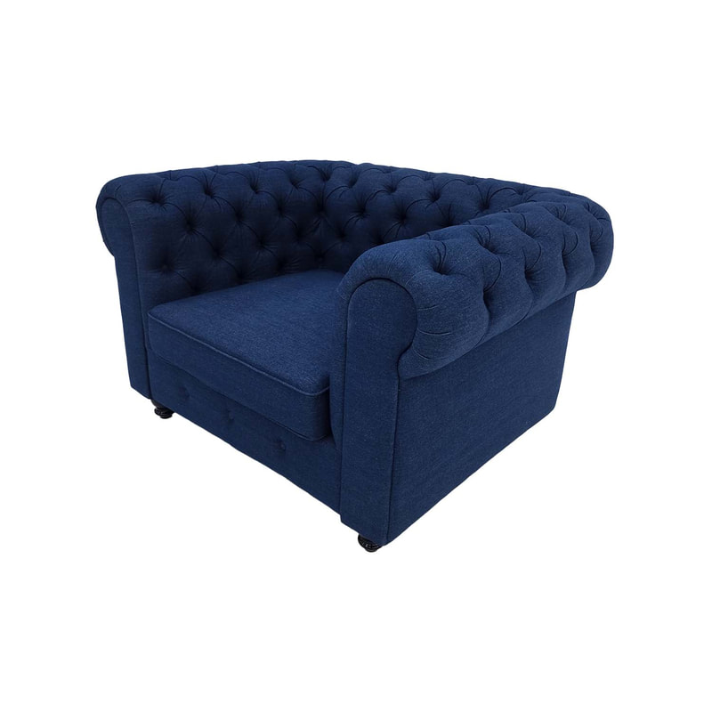 F-SN124-DN Botello single seater sofa in denim with black feet