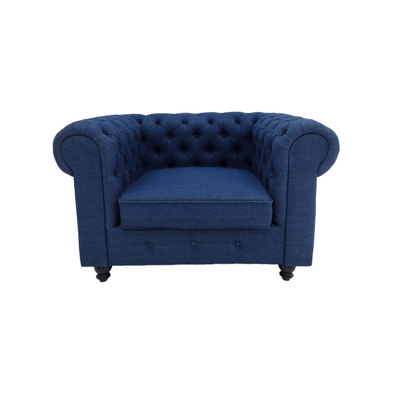 F-SN124-DN Botello single seater sofa in denim with black feet