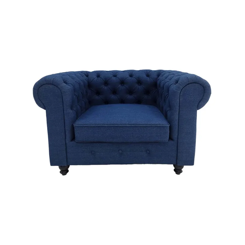 F-SN124-DN Botello single seater sofa in denim with black feet