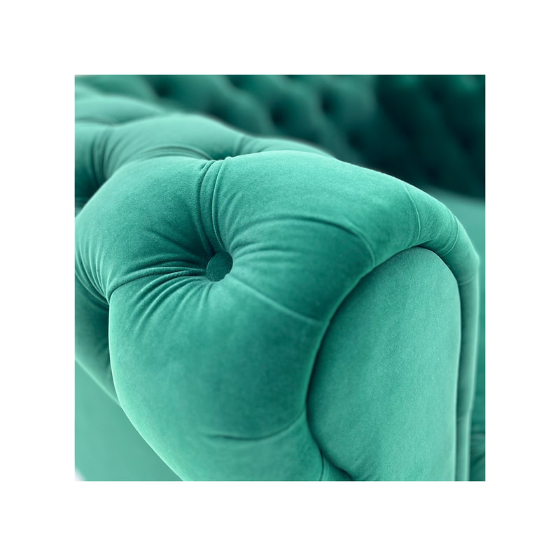 F-SN124-EG Botello single seater sofa in emerald green velvet with black feet