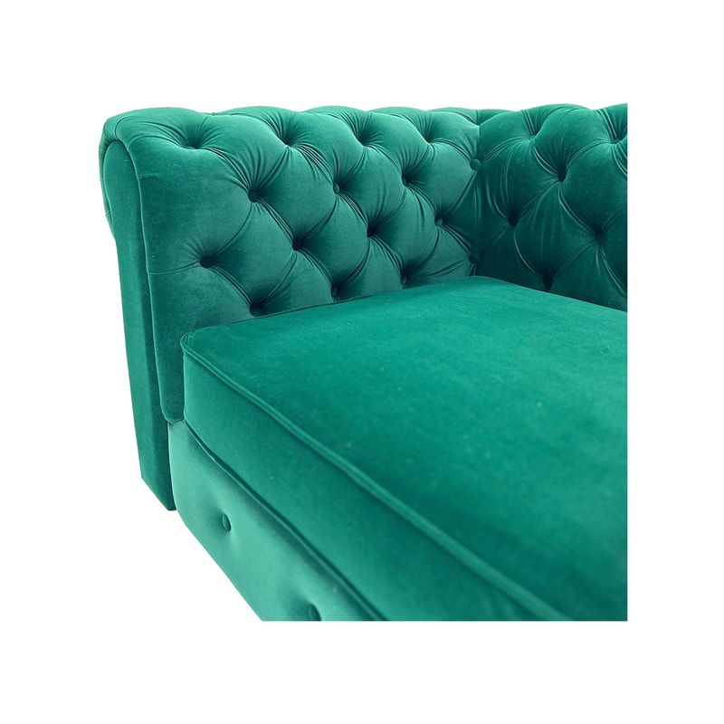 F-SN124-EG Botello single seater sofa in emerald green velvet with black feet