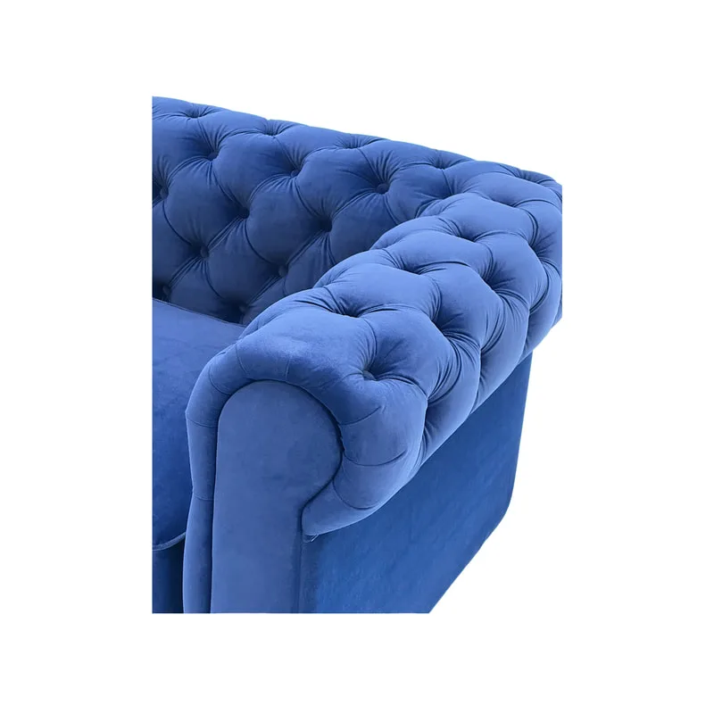 F-SN124-MB Botello single seater sofa in midnight blue velvet with black feet