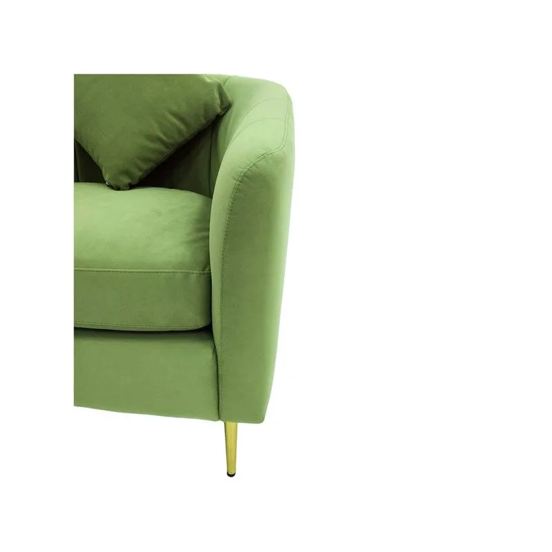 F-SN125-SG Darwin single seater sofa in sage green velvet with gold legs