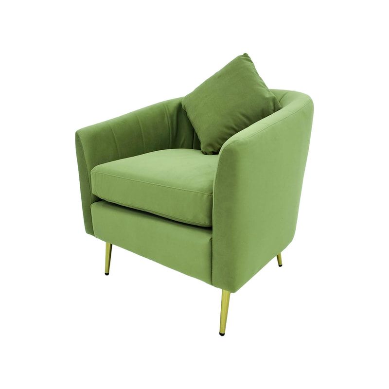 F-SN125-SG Darwin single seater sofa in sage green velvet with gold legs