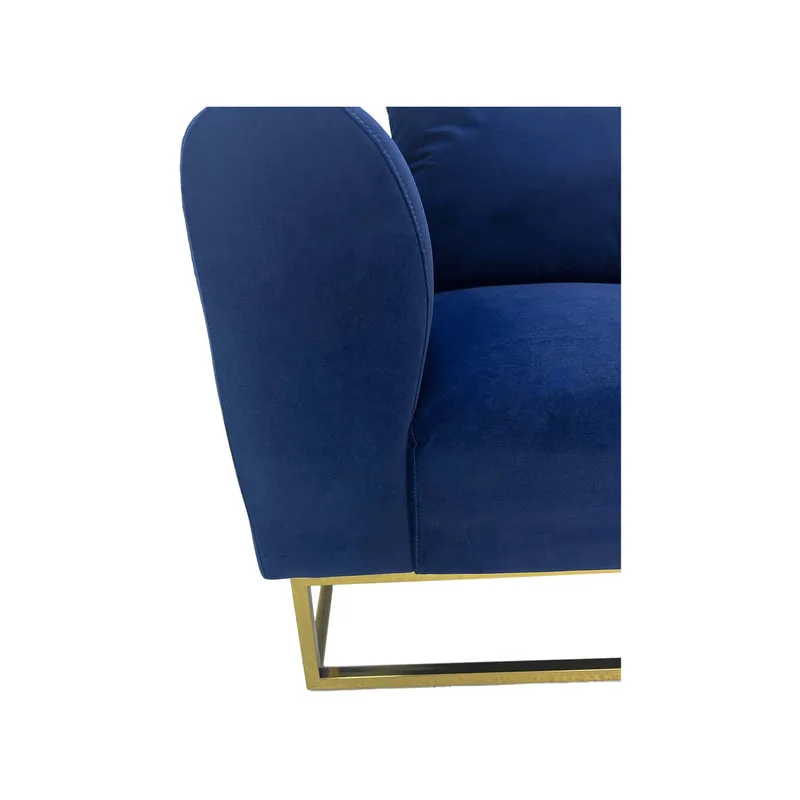 F-SN126-MB Empire single seater sofa in midnight blue velvet with gold frame