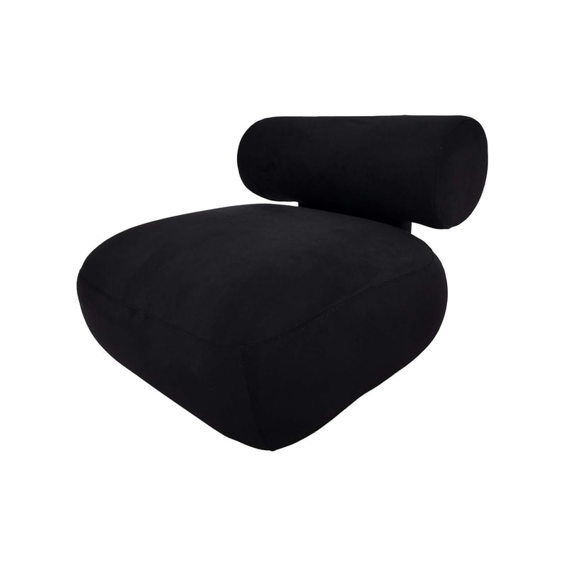 F-SN129-BL Apollo single seater sofa in black suede with black feet