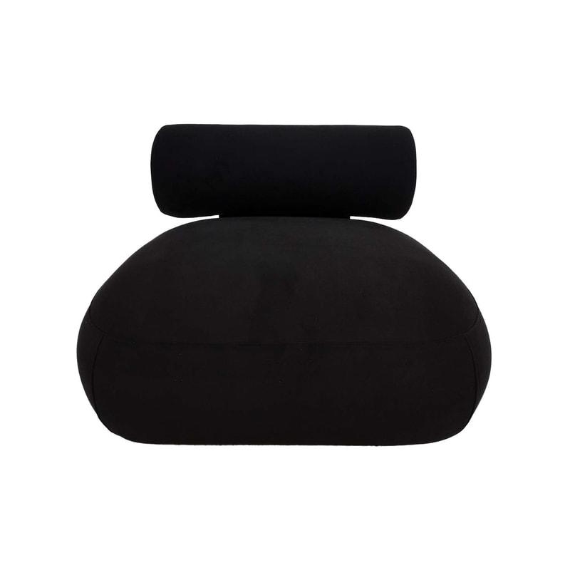F-SN129-BL Apollo single seater sofa in black suede with black feet