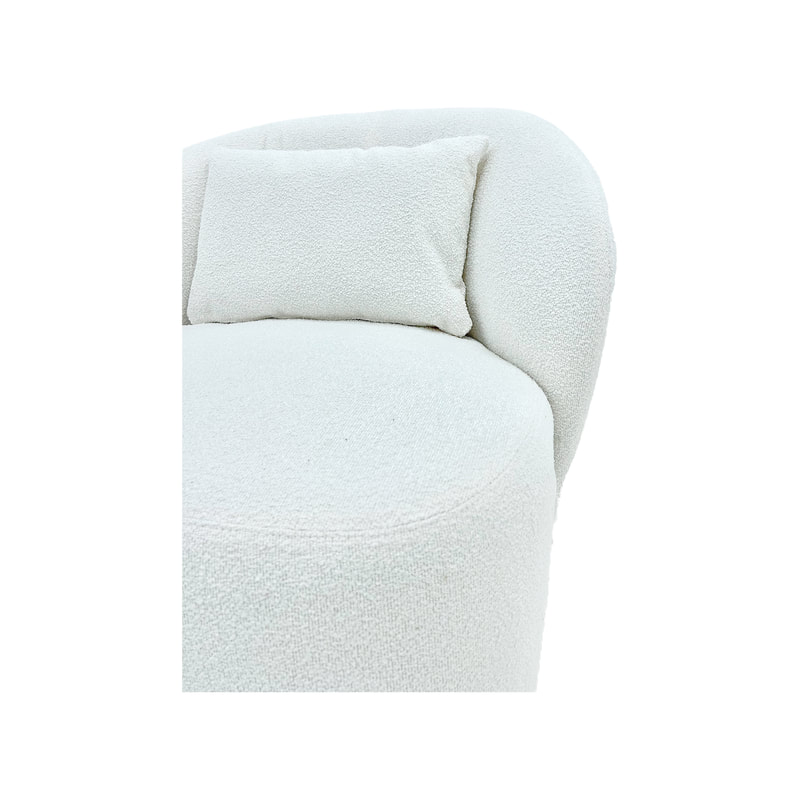 F-SN133-WH Blanca single seater sofa in white boucle fabric with gold base
