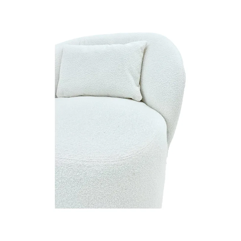 F-SN133-WH Blanca single seater sofa in white boucle fabric with gold base