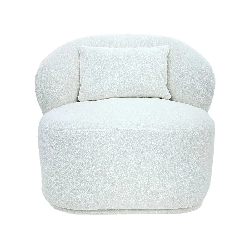F-SN133-WH Blanca single seater sofa in white boucle fabric with gold base