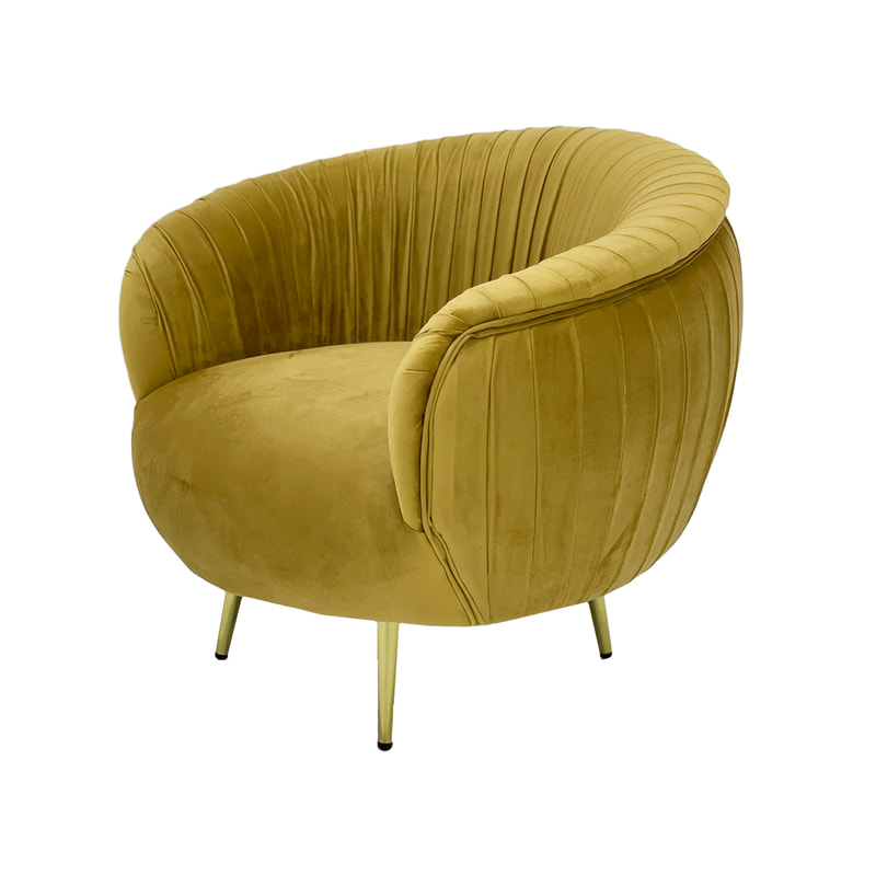 F-SN134-CG Charley single seater sofa in champagne gold velvet with gold legs