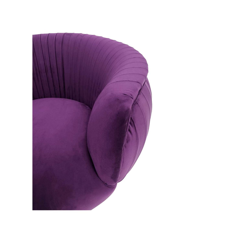 F-SN134-PR Charley single seater sofa in purple velvet with gold legs