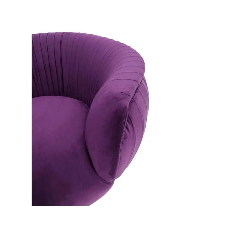 F-SN134-PR Charley single seater sofa in purple velvet with gold legs
