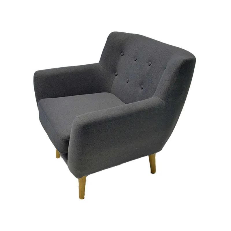 F-SN152-GY Zanbury single seater sofa in grey fabric with wooden legs