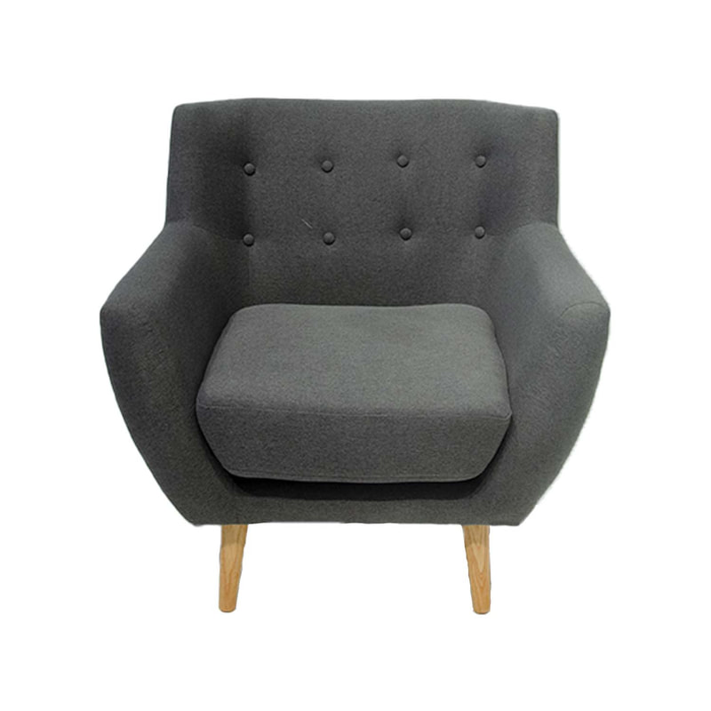 F-SN152-GY Zanbury single seater sofa in grey fabric with wooden legs