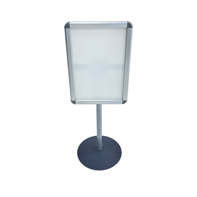 F-SS101-SI Type 1 A3 signage stand in silver with tilt top