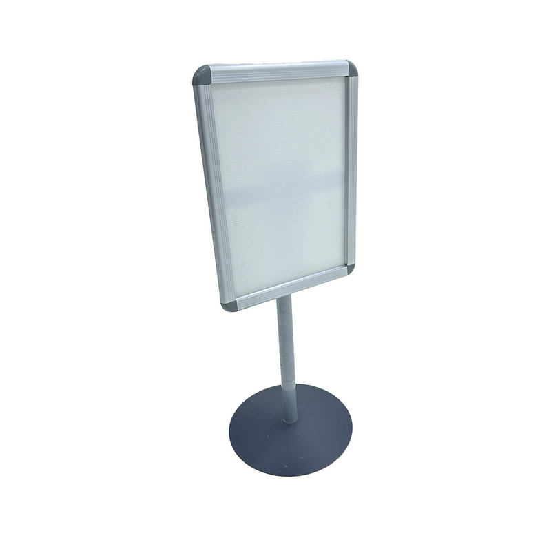 F-SS101-SI Type 1 A3 signage stand in silver with tilt top