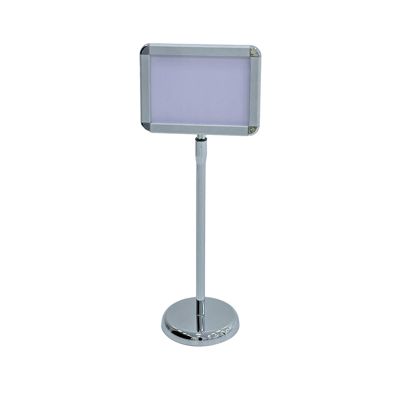 F-SS102-SI Type 2 A4 signage stand in silver with tilt top