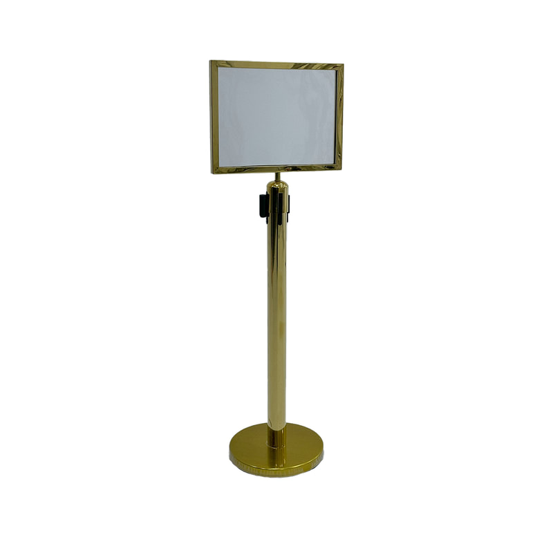 F-SS104-GD Type 3 A3 signage stand in gold with tilt top