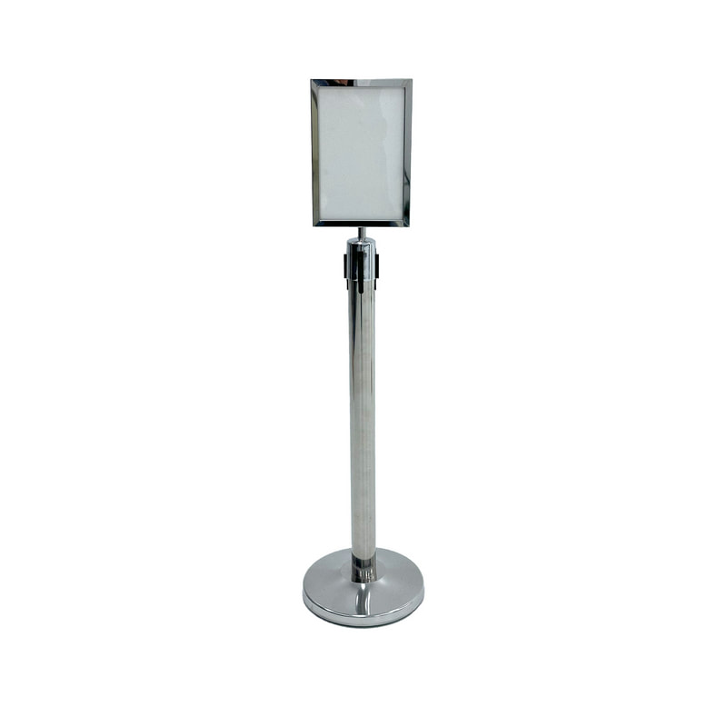 F-SS105-SI Type 3 A4 signage stand in silver with tilt top