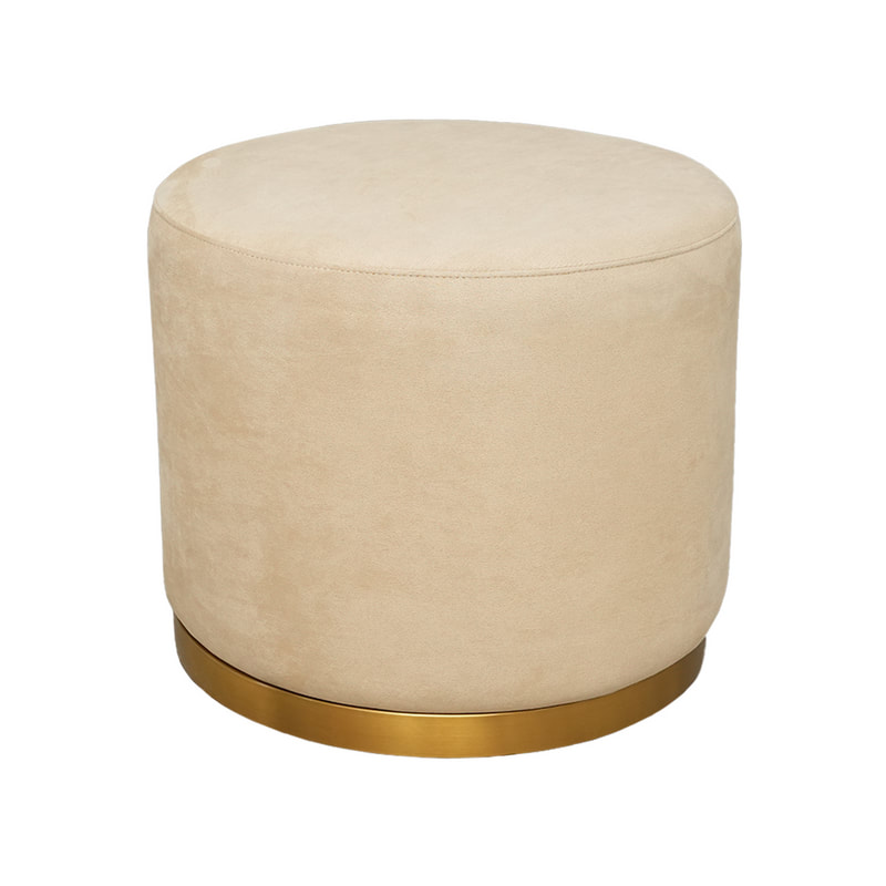 F-ST102-BE Mayfair stool in beige velvet with gold base