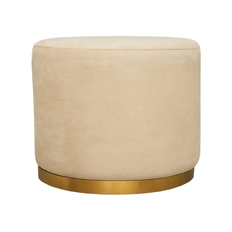 F-ST102-BE Mayfair stool in beige velvet with gold base
