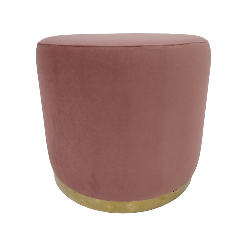 F-ST102-BP Mayfair stool in blush pink velvet with gold base
