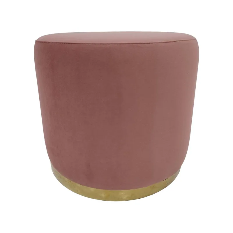 F-ST102-BP Mayfair stool in blush pink velvet with gold base