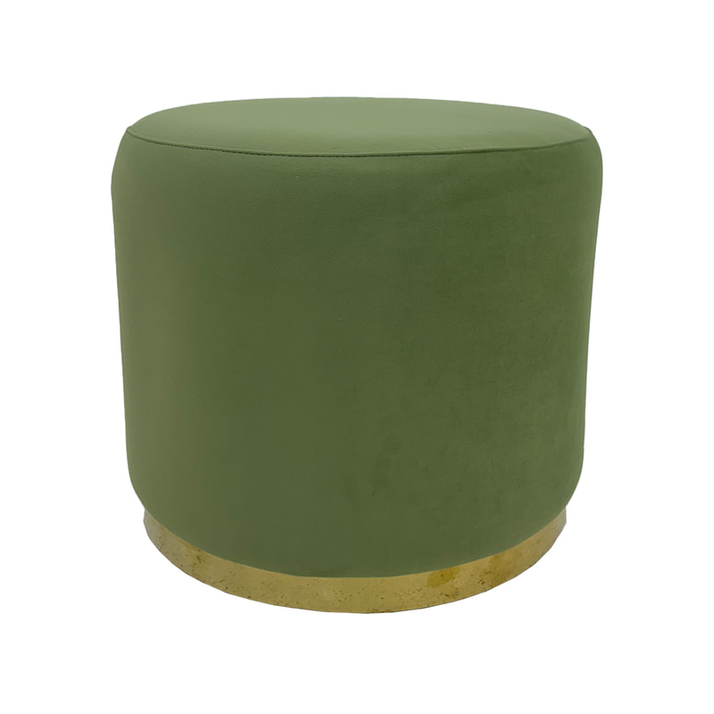 F-ST102-SG Mayfair stool in sage green velvet with gold base