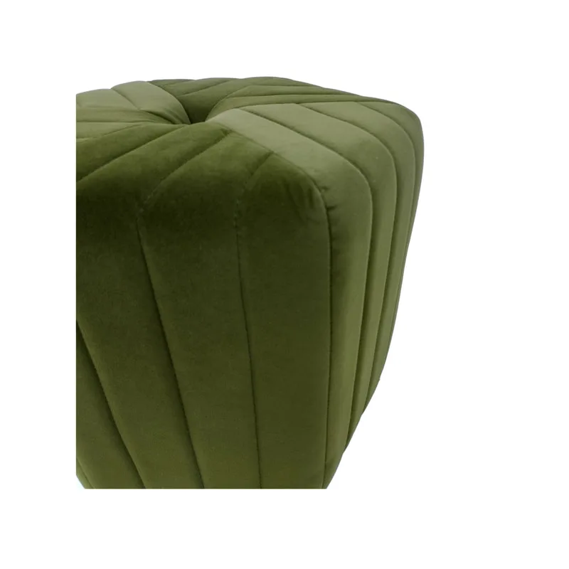 F-ST103-OG Derby stool in olive green velvet with black feet 