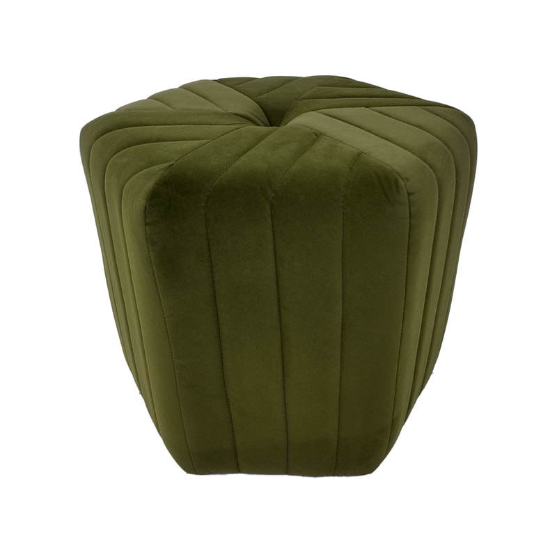 F-ST103-OG Derby stool in olive green velvet with black feet 