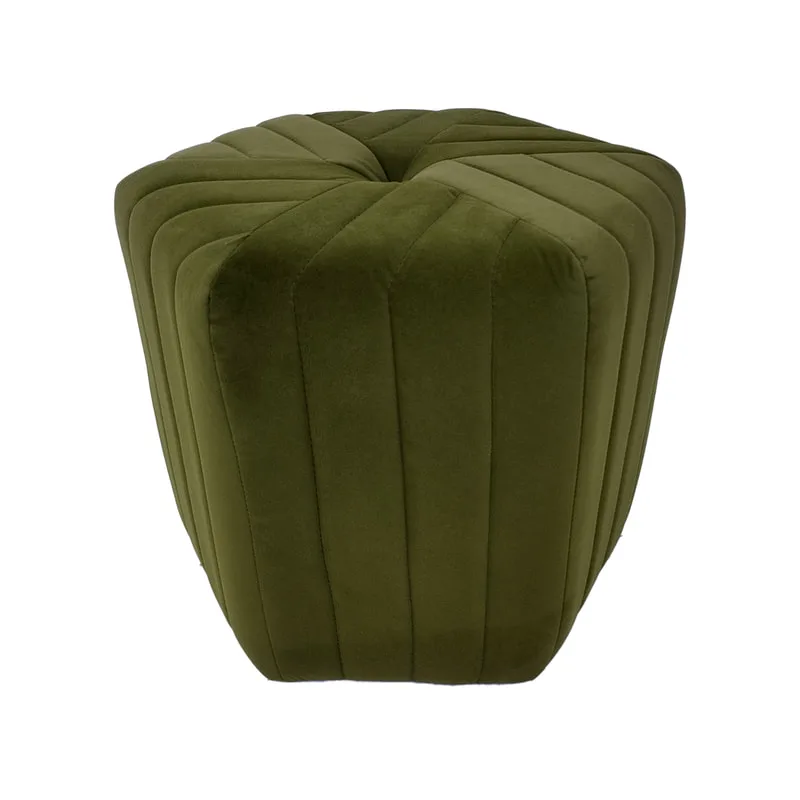 F-ST103-OG Derby stool in olive green velvet with black feet 