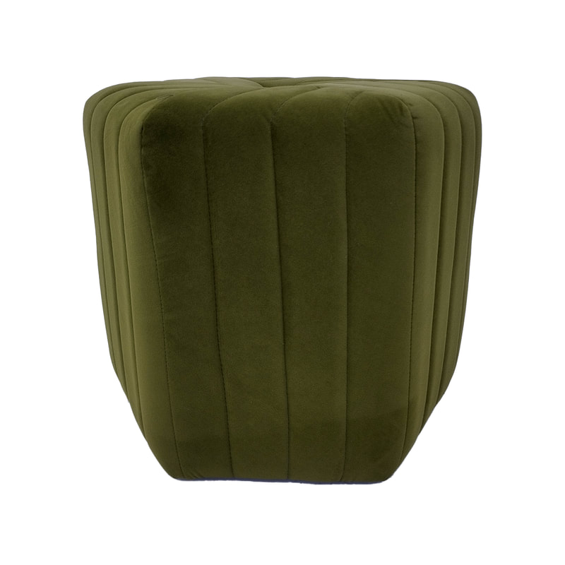 F-ST103-OG Derby stool in olive green velvet with black feet 