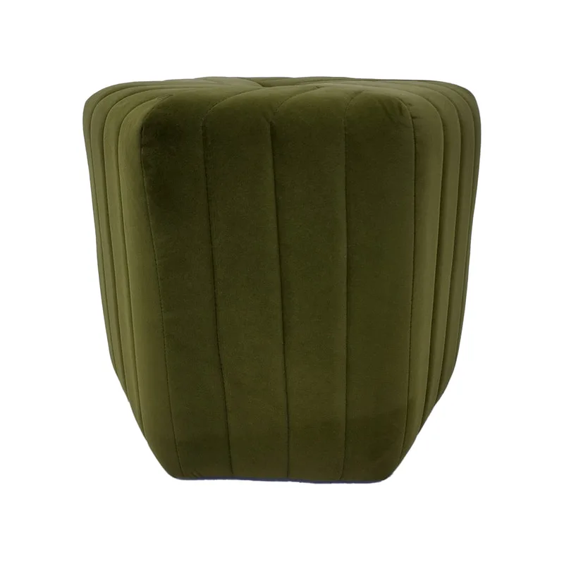 F-ST103-OG Derby stool in olive green velvet with black feet 