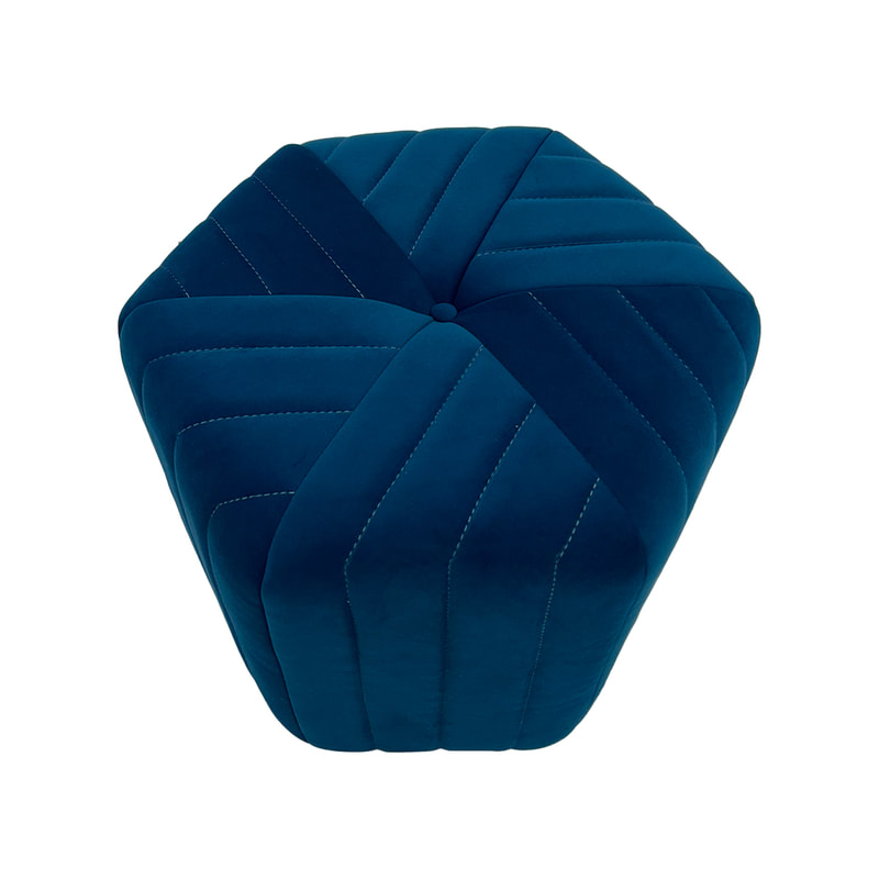 F-ST103-OG Derby stool in teal velvet with black feet 
