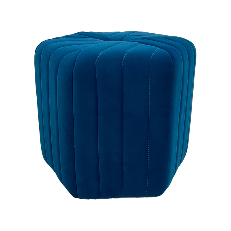 F-ST103-OG Derby stool in teal velvet with black feet 