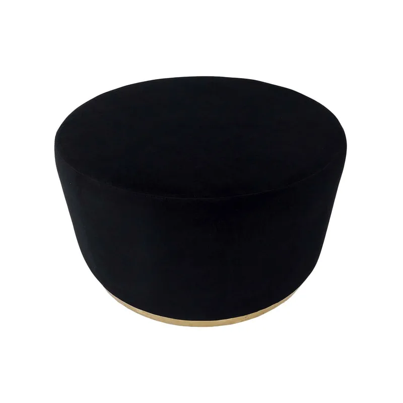 F-ST104-BL Georgette stool in black velvet with gold base