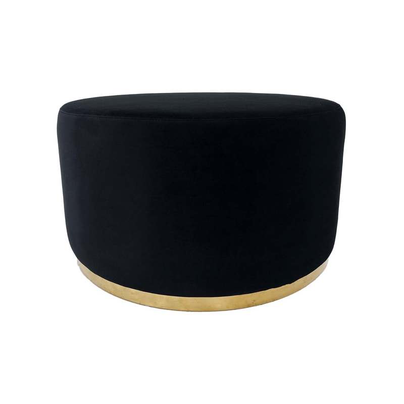 F-ST104-BL Georgette stool in black velvet with gold base