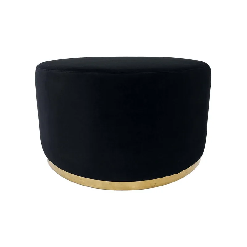 F-ST104-BL Georgette stool in black velvet with gold base