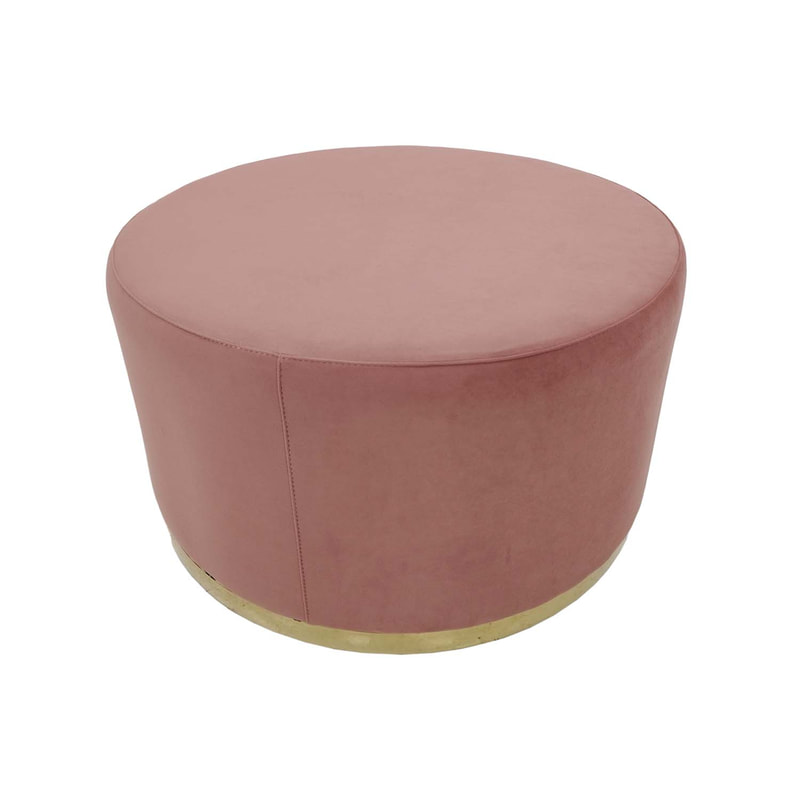 Georgette stool in blush pink velvet with gold base