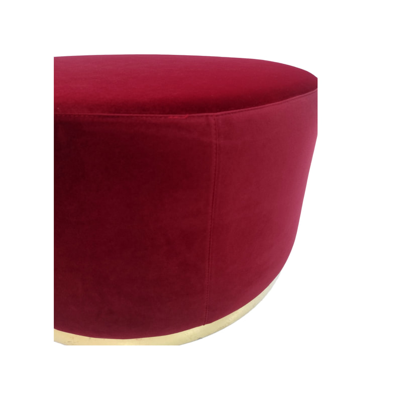 F-ST104-DR Georgette stool in dark red velvet with gold base