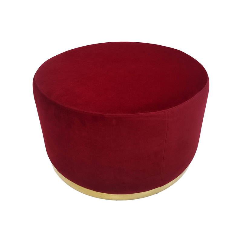 F-ST104-DR Georgette stool in dark red velvet with gold base