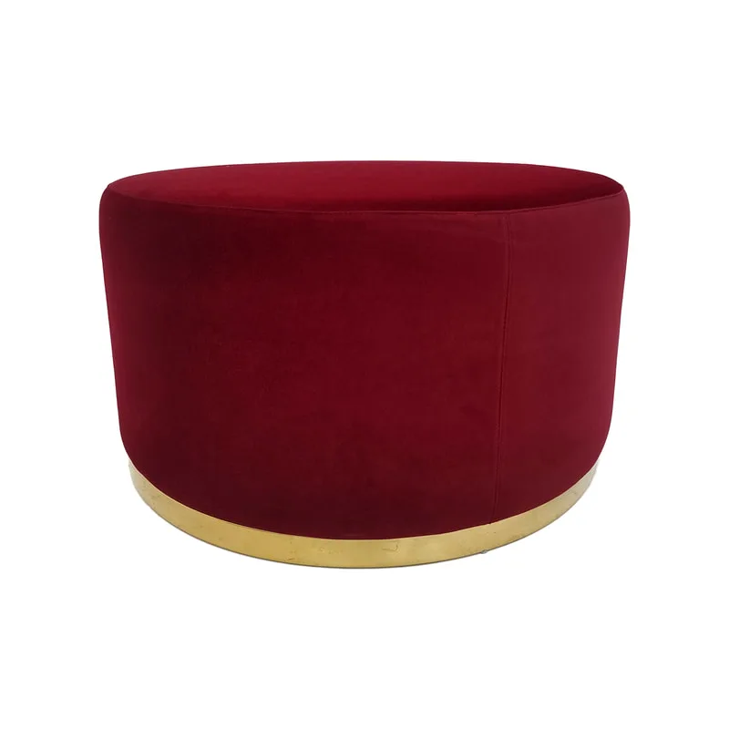 F-ST104-DR Georgette stool in dark red velvet with gold base