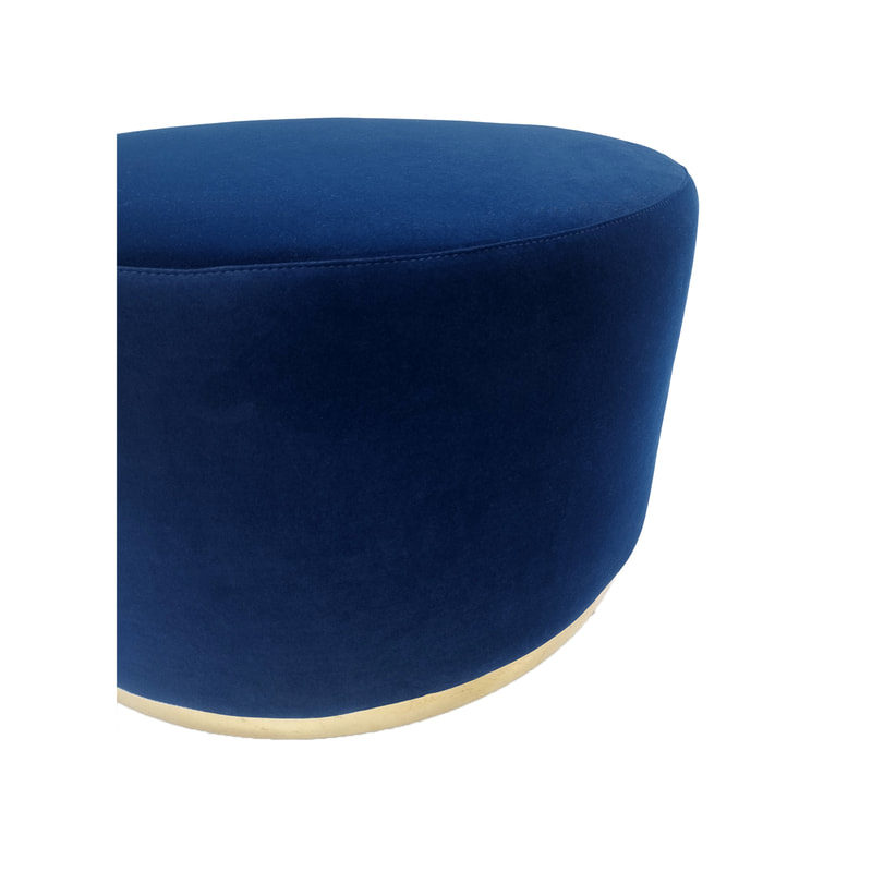 F-ST104-MB Georgette stool in midnight blue velvet with gold base