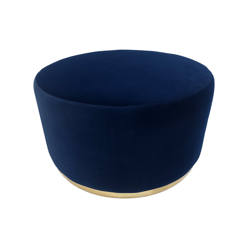 F-ST104-MB Georgette stool in midnight blue velvet with gold base