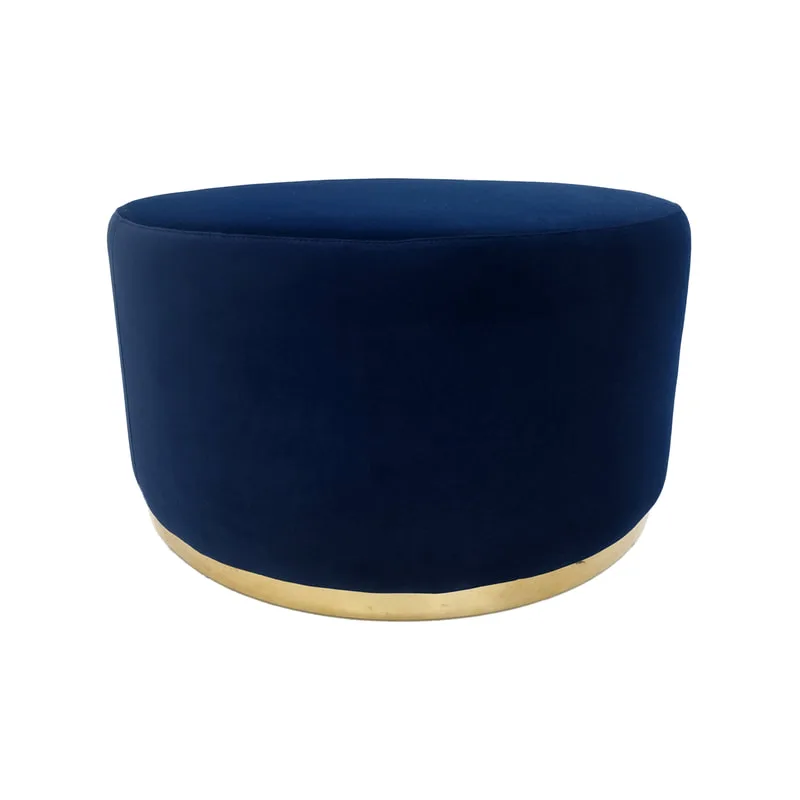 F-ST104-MB Georgette stool in midnight blue velvet with gold base