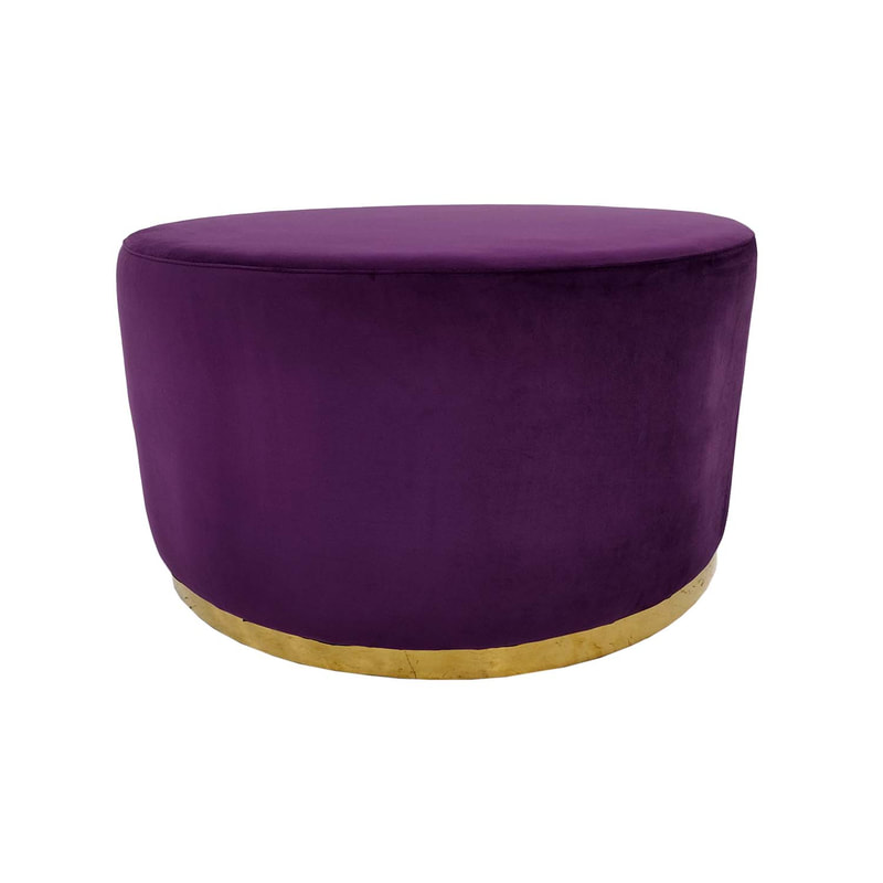 F-ST104-SI Georgette stool in purple velvet with gold base